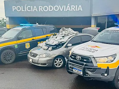 Em ação conjunta com a PM/SP, PRF apreende 66,5 kg de skunk em Bataguassu