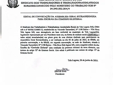 EDITAL DE CONVOCAÇÃO DA ASSEMBLEIA GERAL EXTRAORDINÁRIA PARA ESCOLHA DA COMISSÃO ELEITORAL