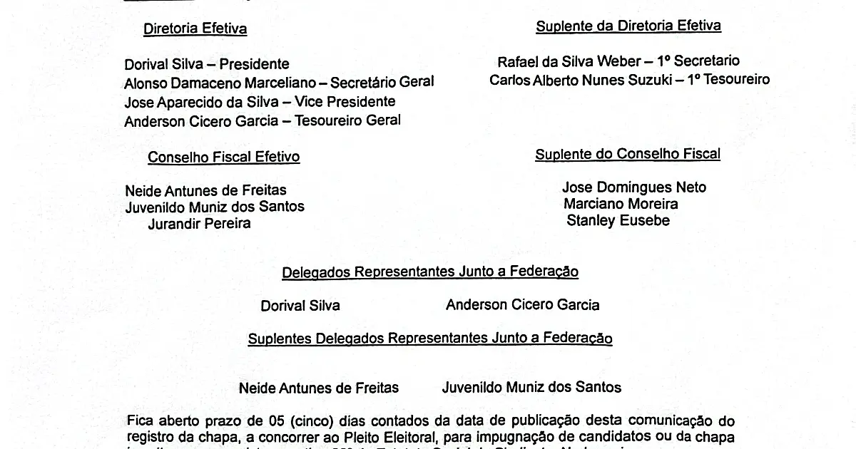 EDITAL DE PUBLICAÇÃO E IMPUGNAÇÃO DE CANDIDATOS ESCRITOS PARA O PLEITO ELEITORAL DO SINDICATO DOS TRABALHADORES E TRABALHADORAS ASSALARIADOS RURAIS DE TRÊS LAGOAS/MS