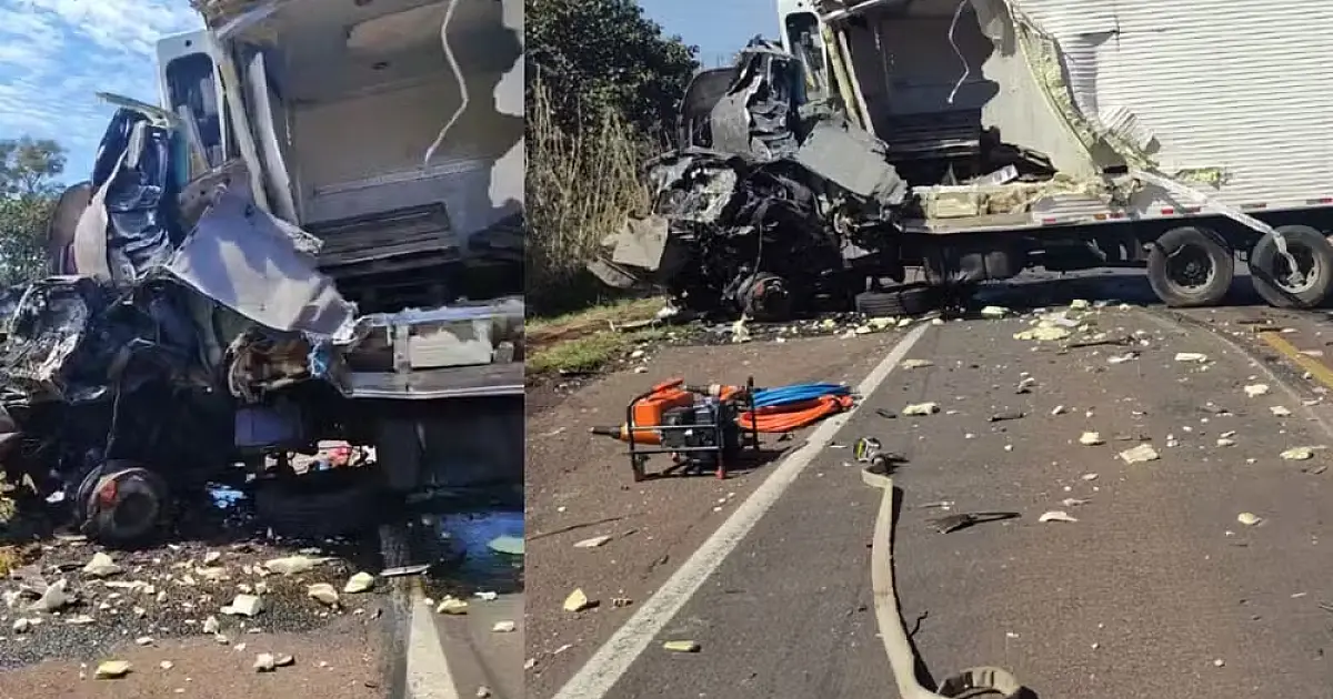 Colisão entre caminhão e carreta mata dois motoristas e interdita BR-262 em Ribas do Rio Pardo