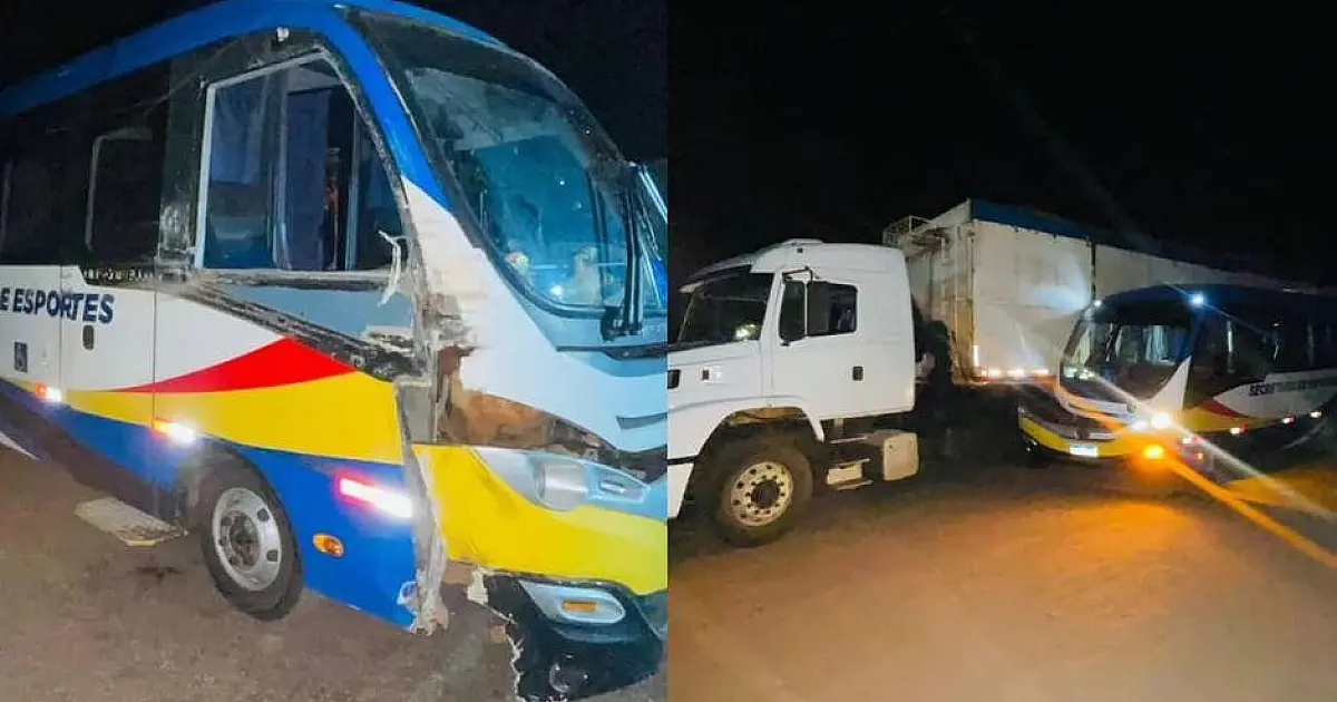 Ônibus de time de futsal de Ribas do Rio Pardo se acidenta na BR-262 após jogo em Três Lagoas