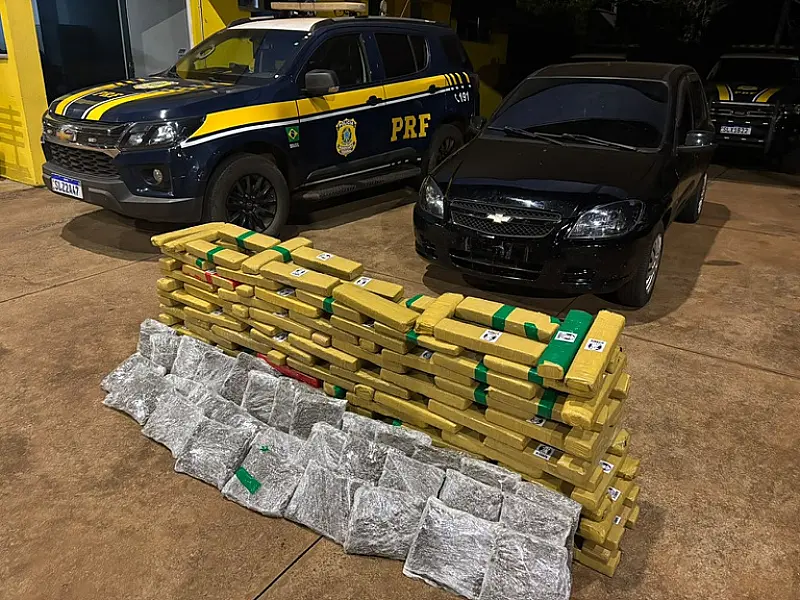PRF apreende 174 kg de maconha em Três Lagoas; motorista fugiu com bebê no colo